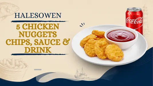 5 Chicken Nuggets Chips, Sauce & Drink