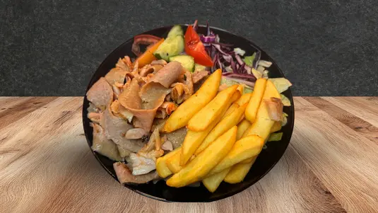 Thin slices of slow-roasted spiced lamb served with fresh salad, sauce along with extras of your choice.