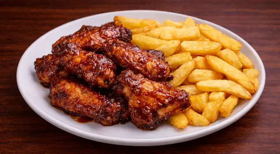 5 BBQ Chicken Wings with Chips - Chips Delivery in Someries LU2