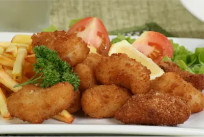 Scampi with Chips & Salad