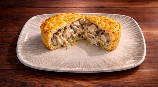 Chicken & Mushroom Pie - Chips Delivery in Cockernhoe LU2