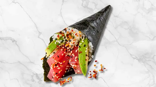 Hand roll with cucumber, sesame seed & spicy mayo. — collection in Marks Gate RM5
