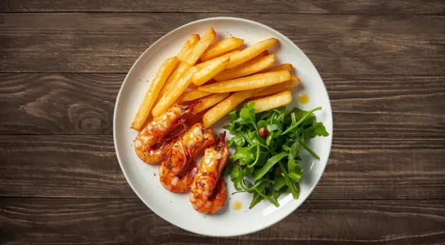 Scampi with French Fries & Salad