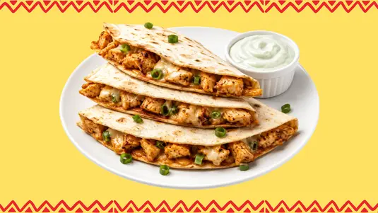 Served with grilled onion, melted cheese buffalo chicken, sour cream dip and chipotle sauce — collection in Plumstead SE18