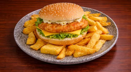 Fillet Fish Burger & Chips - Fish Delivery in Stopsley Common LU2