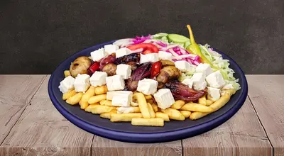 Veggie & Feta Kebab On Fries
