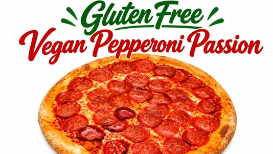 12'INCH Medium Pizza with 8 SLICES
Vegan cheese, Tomato Sauce, Plant base pepperoni on a gluten free base