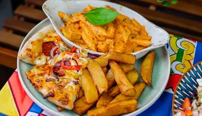 Pasta, Chips & 2 Slices of Pizza