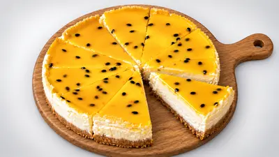 Baked PassionFruit & White Chocolate Cheesecake