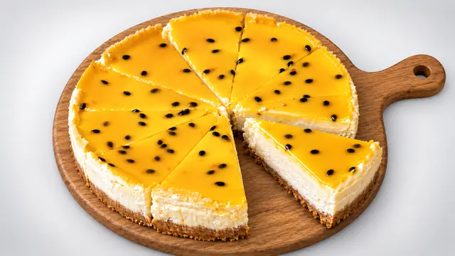 Baked PassionFruit & White Chocolate Cheesecake