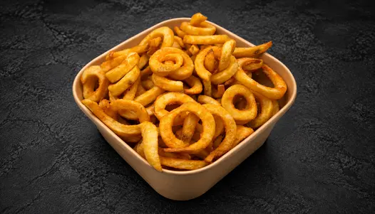 Spiral-cut potatoes coated in a seasoned coating, baked until crispy. A family favourite or the perfect accompaniment for