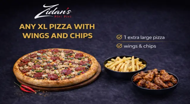 Any XL Pizza with Wings & Chips
