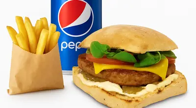 Gourmet Chicken Burger Meal.