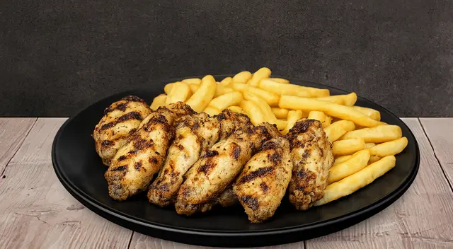 6 Grilled Chicken Wings & Fries Spicy