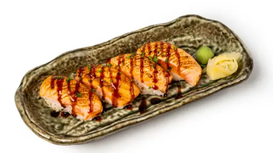 SHAKE YAKI SALMON NIGIRI (4 Pcs) - Sushi Delivery in Higham Hill E17