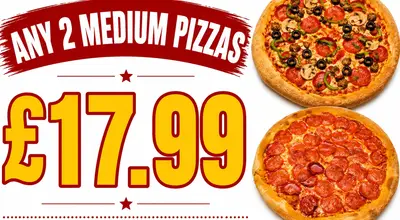 Any 2 Medium Pizza