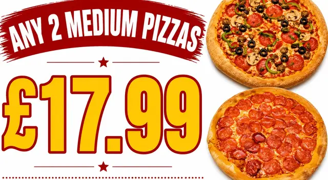 Any 2 Medium Pizza