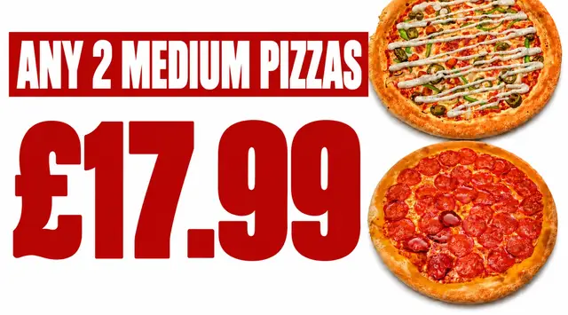 Any 2 Medium Pizza