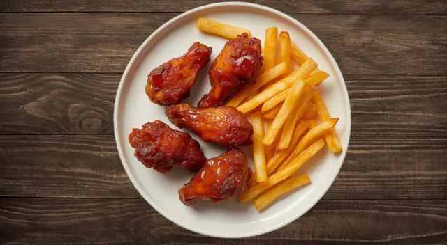 6 BBQ Wings with Fries