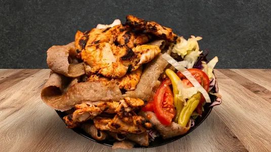Combination of any two doner: lamb shish, chicken shish, kofte, chicken doner, lamb doneralong with extras of your choice.