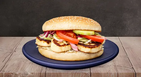 Four pieces of halloumi in burger bun — delivery in Ifield RH11