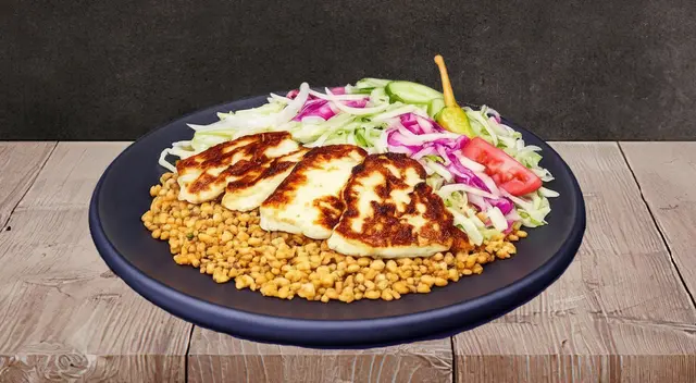 Halloumi Kebab On Bulgur Rice