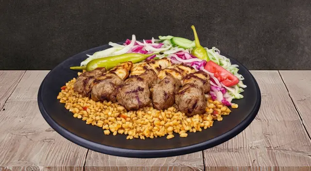 Lamb Shish On Bulgur Rice