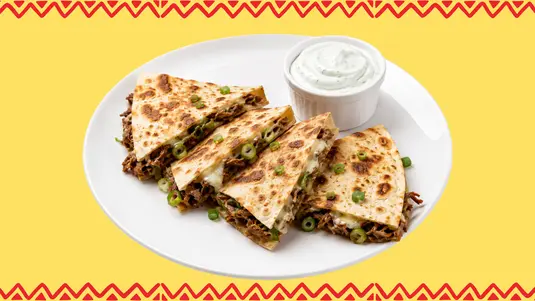 Served with grilled onion, melted cheese and pulled beef, sour cream dip and chipotle sauce — collection in Plumstead SE18