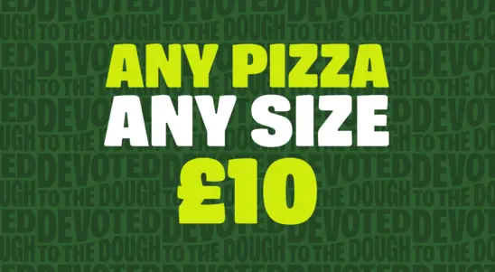 Any Pizza Any Size £10