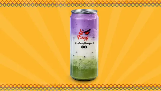 Classic matcha latte topped with sweetened Ube foam. Ube (purple yam) is sweet, nutty, vanilla-flavoured, a Filipino